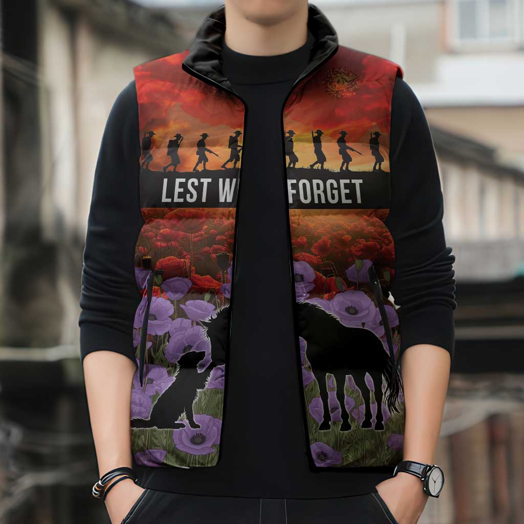 Personalised ANZAC Day Sleeveless Puffer Jacket Remembering the Animals of War LT19 - Polynesian Pride
