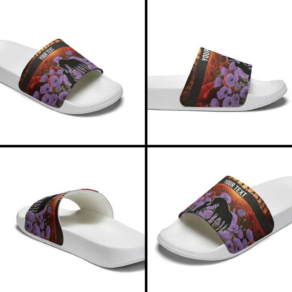 Personalised ANZAC Day Slide Sandals Remembering the Animals of War LT19 - Polynesian Pride