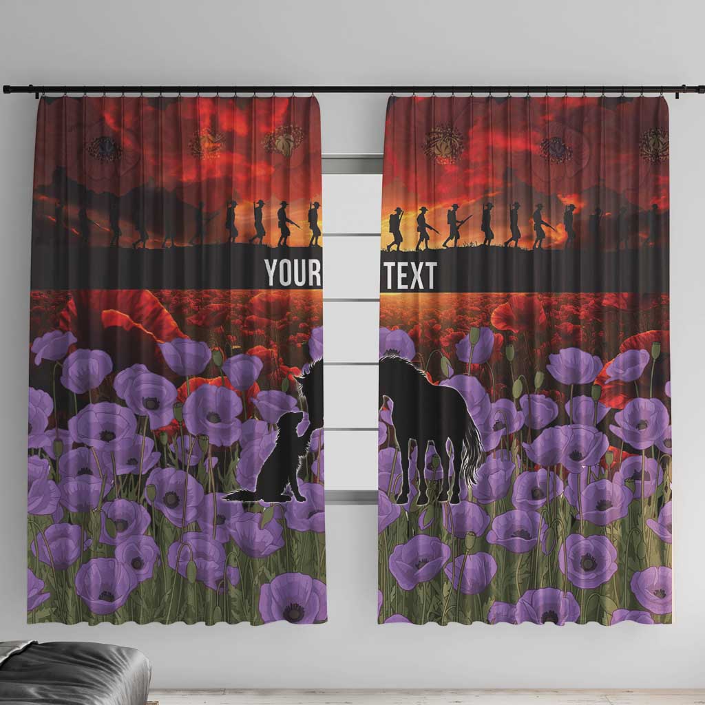 Personalised ANZAC Day Window Curtain Remembering the Animals of War LT19 With Hooks Purple - Polynesian Pride