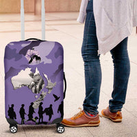 ANZAC Day Luggage Cover Lest We Forget the Animals Too LT19 Purple - Polynesian Pride
