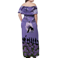 ANZAC Day Off Shoulder Maxi Dress Lest We Forget the Animals Too LT19 - Polynesian Pride
