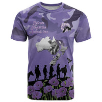 ANZAC Day T Shirt Lest We Forget the Animals Too LT19 Purple - Polynesian Pride