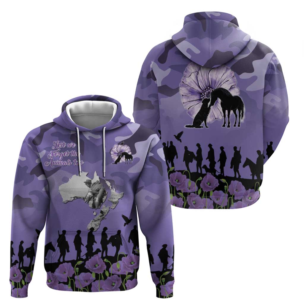 ANZAC Day Zip Hoodie Lest We Forget the Animals Too LT19 - Polynesian Pride