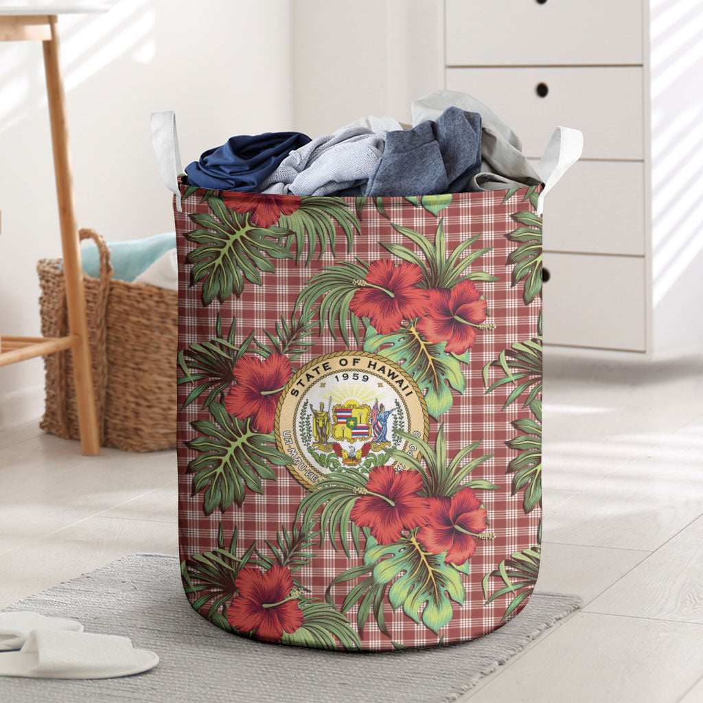 Vintage Hawaii Hibiscus Palaka Laundry Basket Red Color LT19 Red - Polynesian Pride