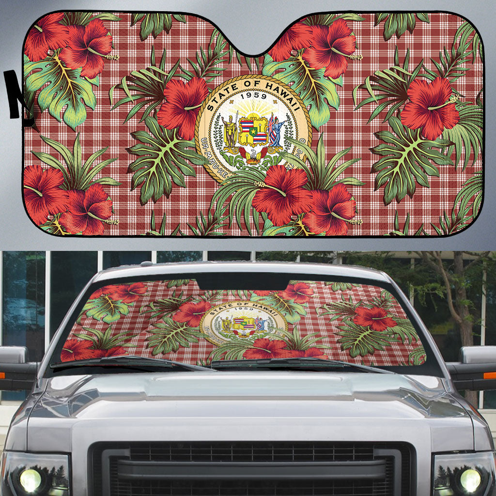 Vintage Hawaii Hibiscus Palaka Auto Sun Shade Red Color LT19 Red - Polynesian Pride