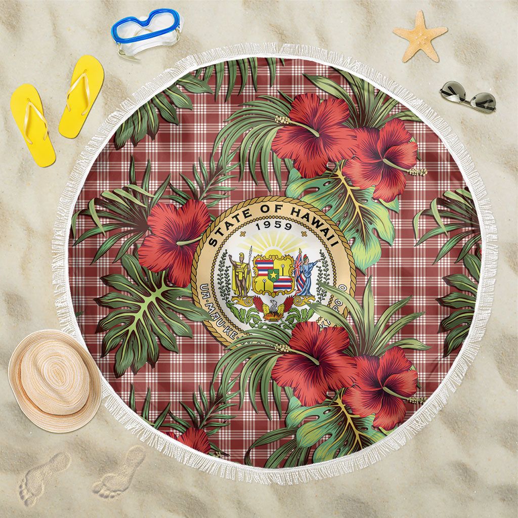 Vintage Hawaii Hibiscus Palaka Beach Blanket Red Color LT19 One Size 150cm Red - Polynesian Pride