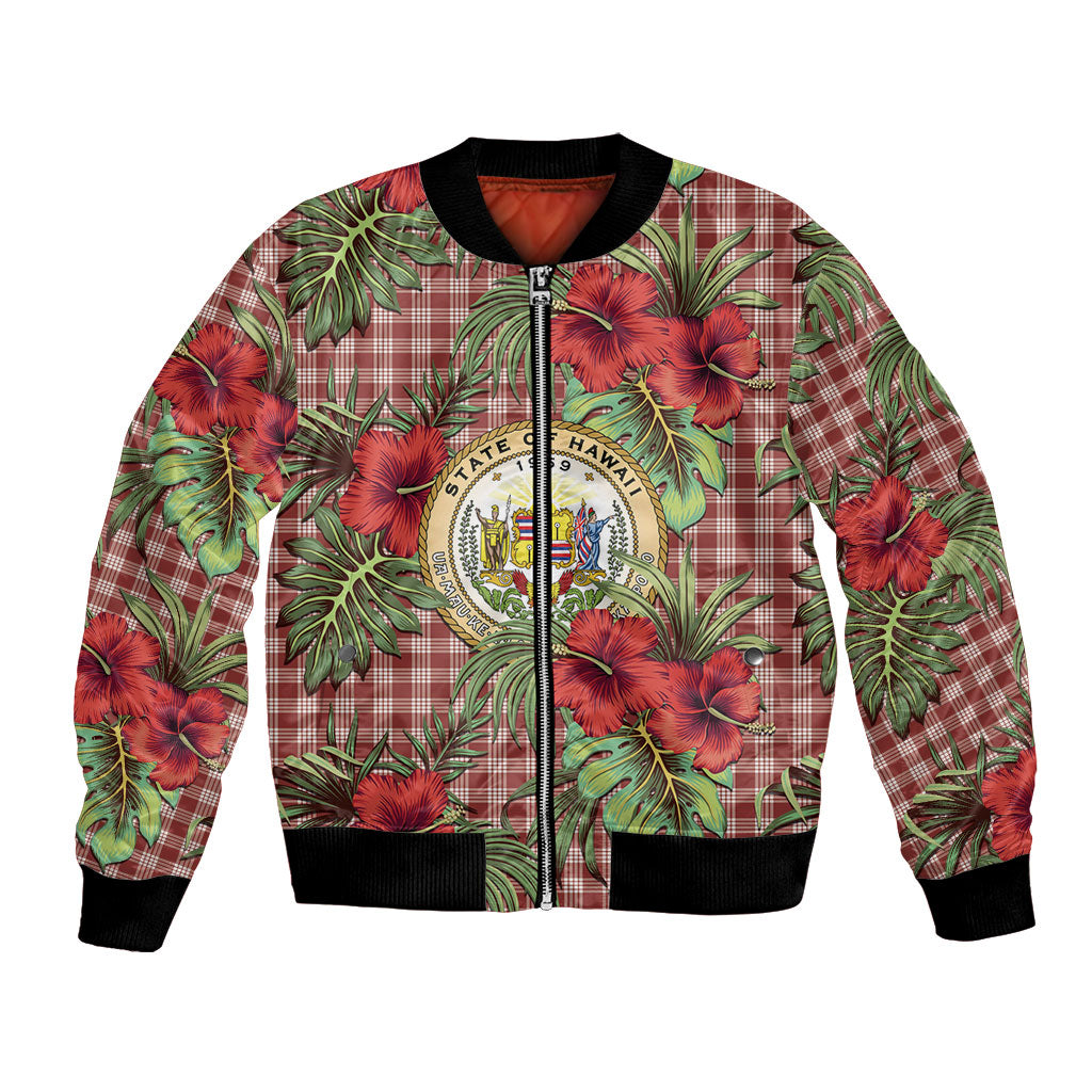 Vintage Hawaii Hibiscus Palaka Bomber Jacket Red Color LT19 Unisex Red - Polynesian Pride