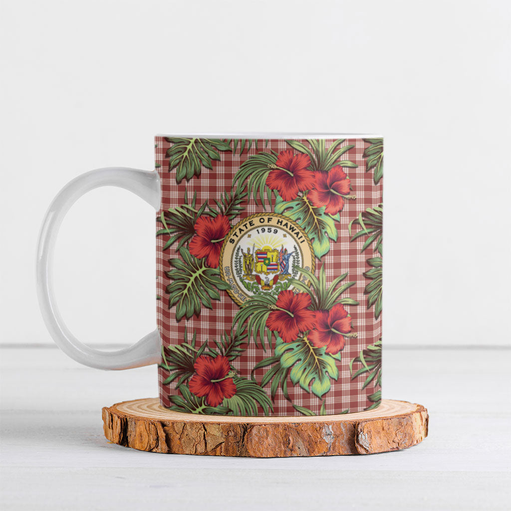 Vintage Hawaii Hibiscus Palaka Ceramic Mug Red Color LT19 Red - Polynesian Pride