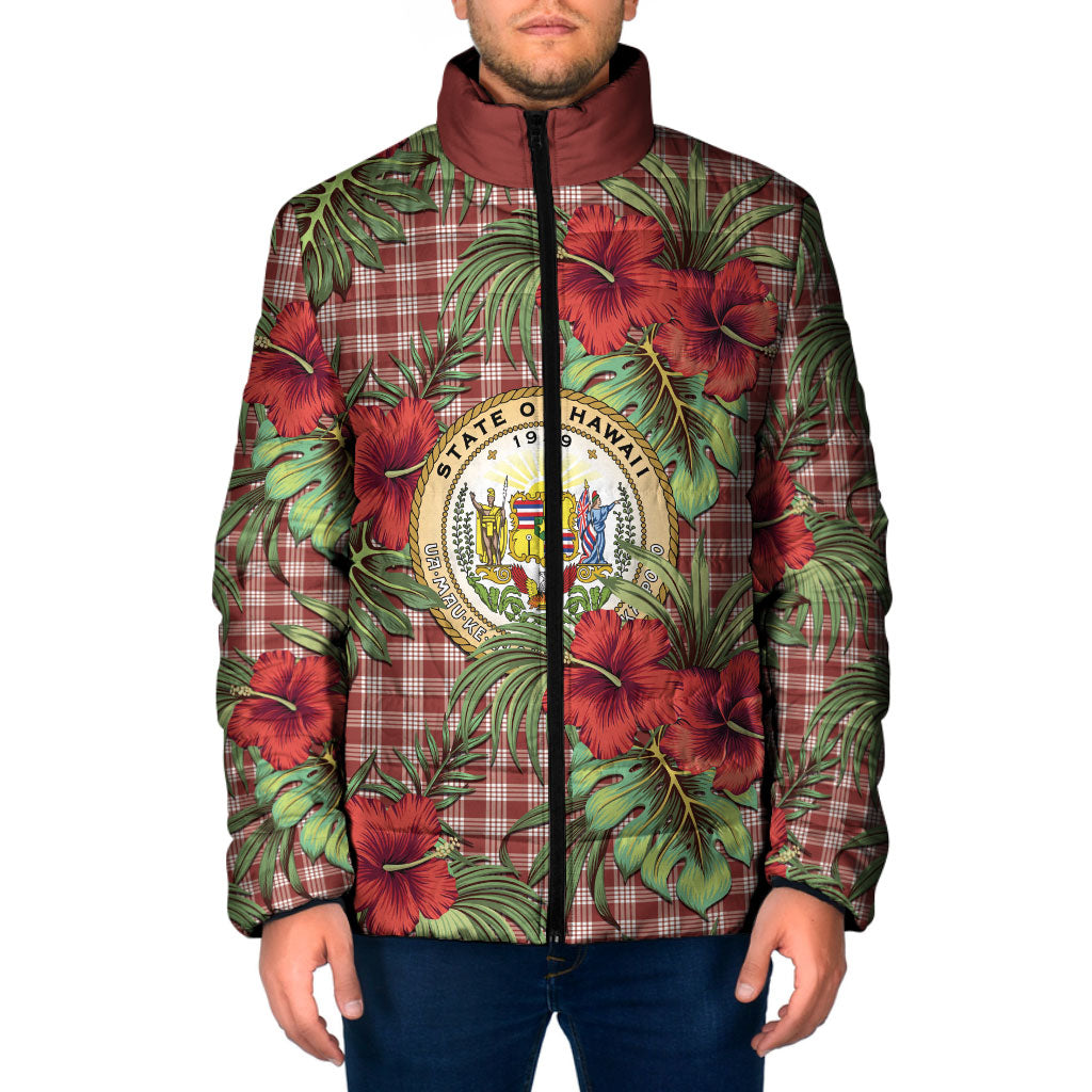 Vintage Hawaii Hibiscus Palaka Padded Jacket Red Color LT19 Men Red - Polynesian Pride