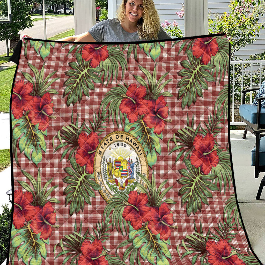 Vintage Hawaii Hibiscus Palaka Quilt Red Color LT19 Red - Polynesian Pride