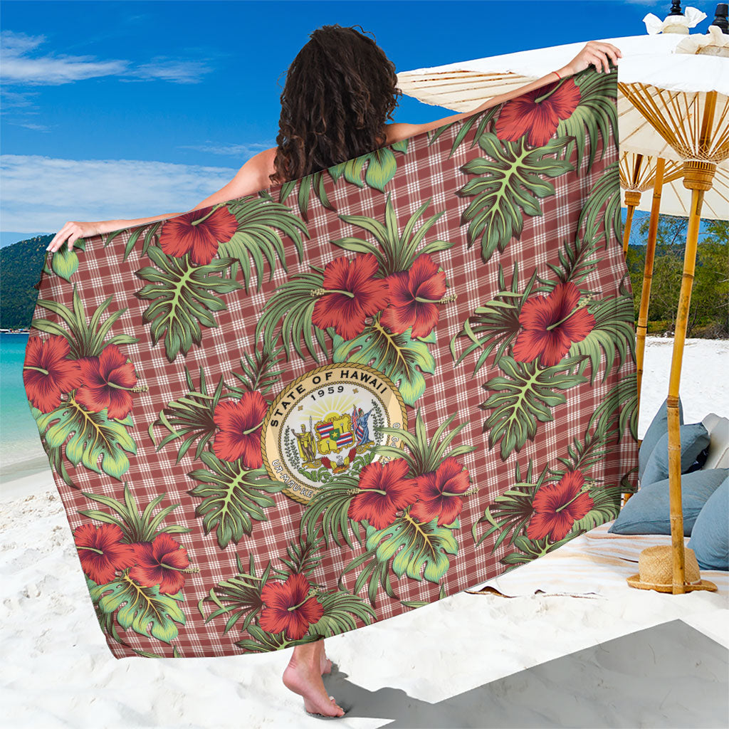 Vintage Hawaii Hibiscus Palaka Sarong Red Color LT19 One Size 44 x 66 inches Red - Polynesian Pride
