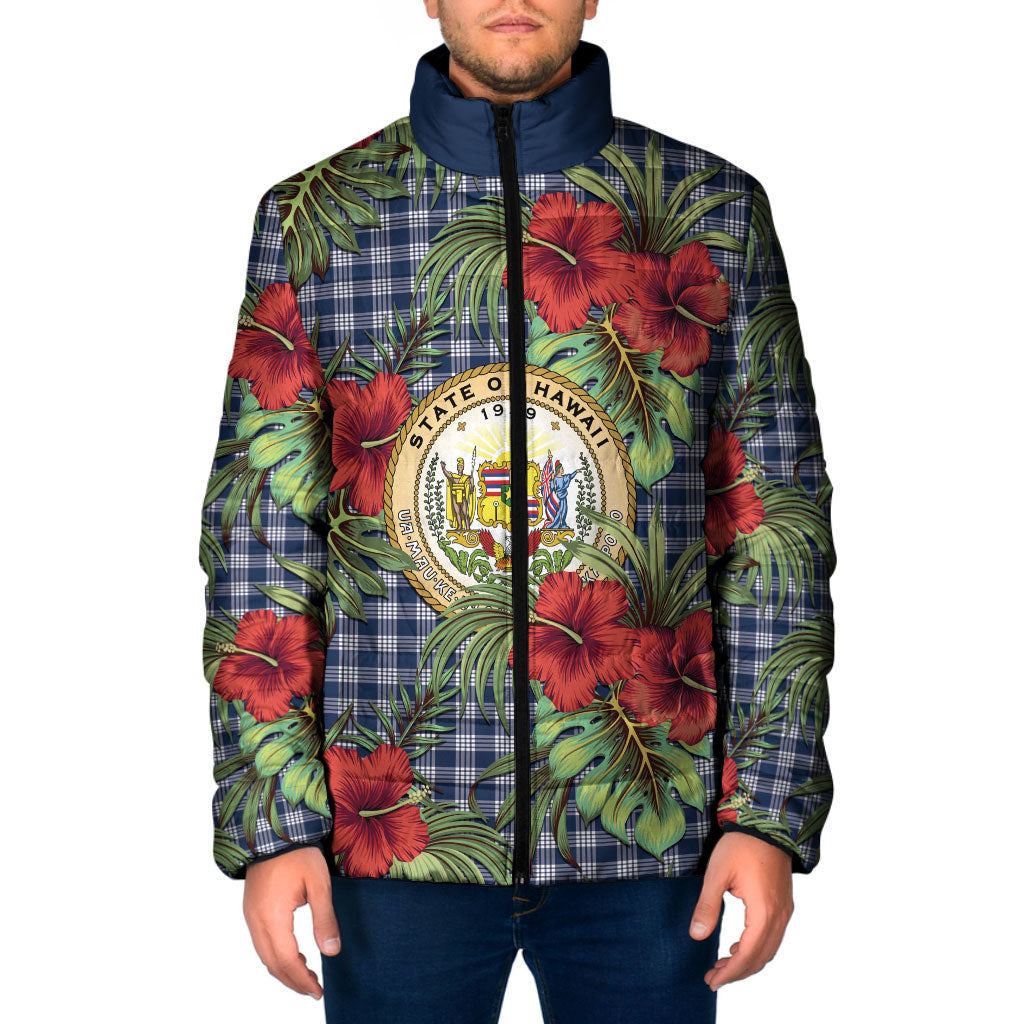 Vintage Hawaii Hibiscus Palaka Padded Jacket Navy Color LT19 Men Navy - Polynesian Pride