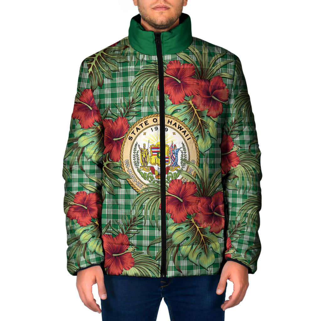 Vintage Hawaii Hibiscus Palaka Padded Jacket Green Color LT19 Men Green - Polynesian Pride