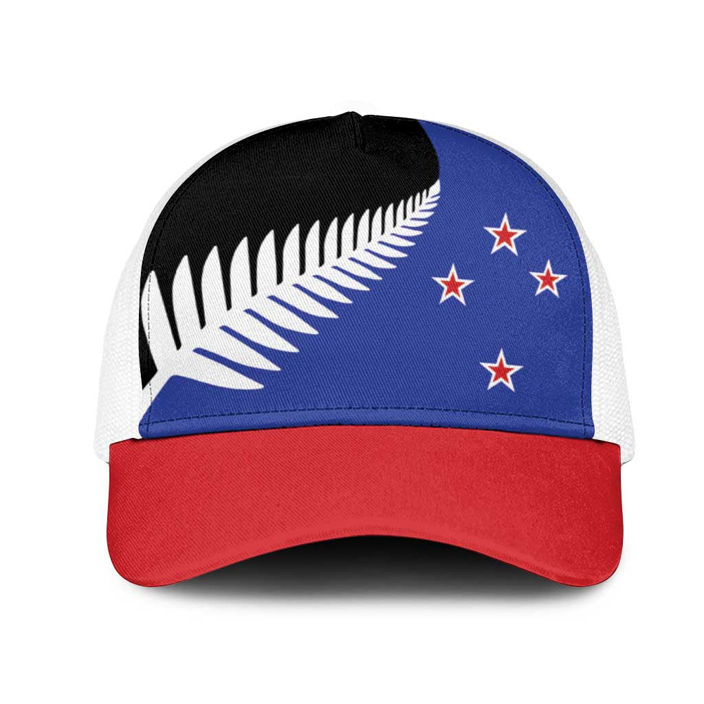 New Zealand Mesh Trucker Cap National Flag Style LT19 One Size White Blue - Polynesian Pride