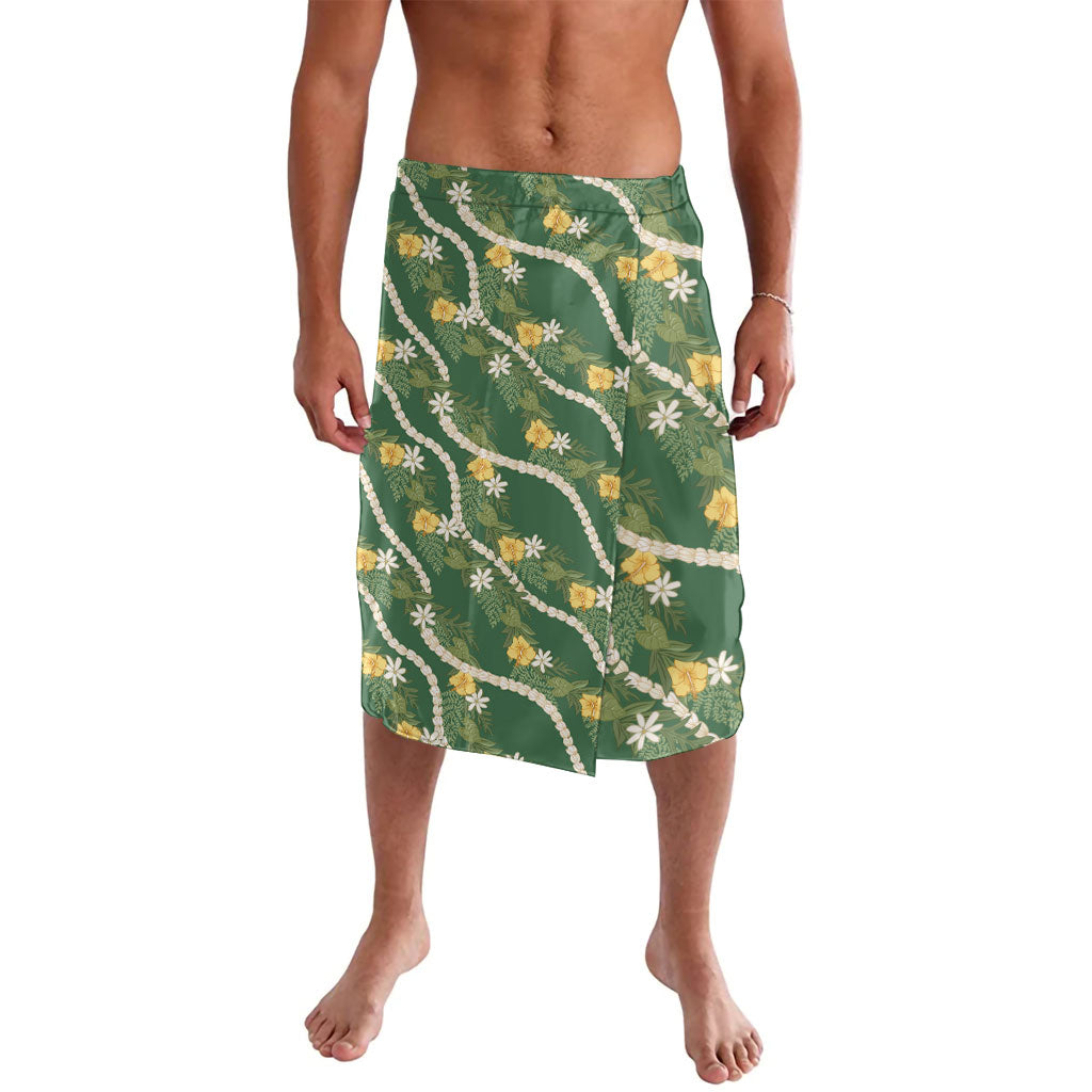 Hawaiian Pikake Maile Lei Lavalava Tiare Hibiscus Kalo Palapalai Leaf Green LT19 Green - Polynesian Pride