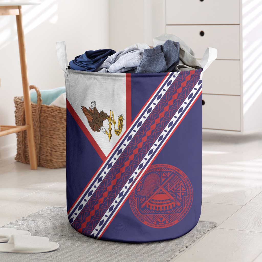 American Samoa Flag Day Laundry Basket Polynesian Tribal Tattoo Eagle Art LT19 Navy - Polynesian Pride