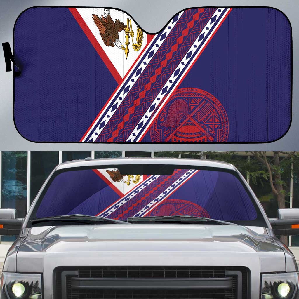 American Samoa Flag Day Auto Sun Shade Polynesian Tribal Tattoo Eagle Art LT19 Navy - Polynesian Pride