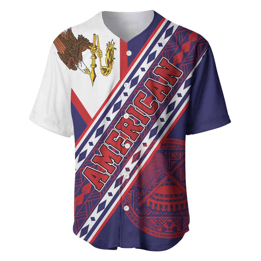 American Samoa Flag Day Baseball Jersey Polynesian Tribal Tattoo Eagle Art LT19 Navy - Polynesian Pride