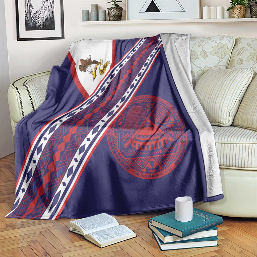 American Samoa Flag Day Blanket Polynesian Tribal Tattoo Eagle Art LT19 Navy - Polynesian Pride