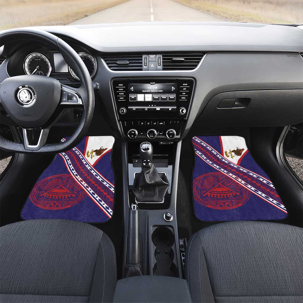 American Samoa Flag Day Car Mats Polynesian Tribal Tattoo Eagle Art LT19 Set 2pcs - Front Navy - Polynesian Pride