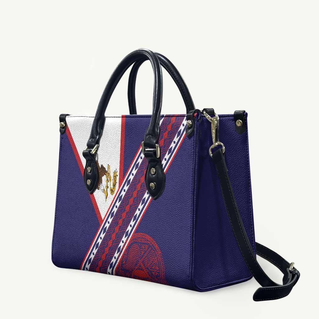 American Samoa Flag Day Leather Bag Polynesian Tribal Tattoo Eagle Art LT19 Navy - Polynesian Pride