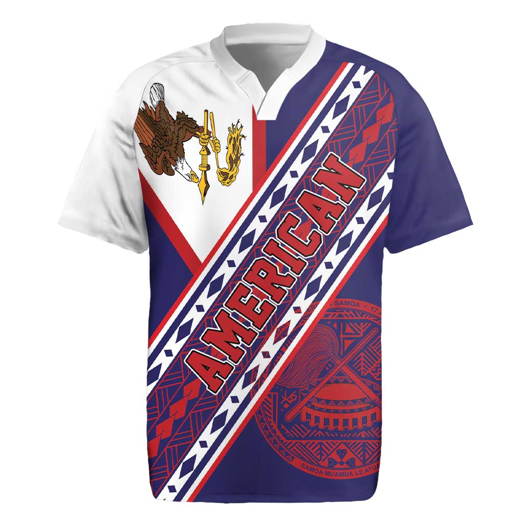American Samoa Flag Day Rugby Jersey Polynesian Tribal Tattoo Eagle Art LT19 Navy - Polynesian Pride