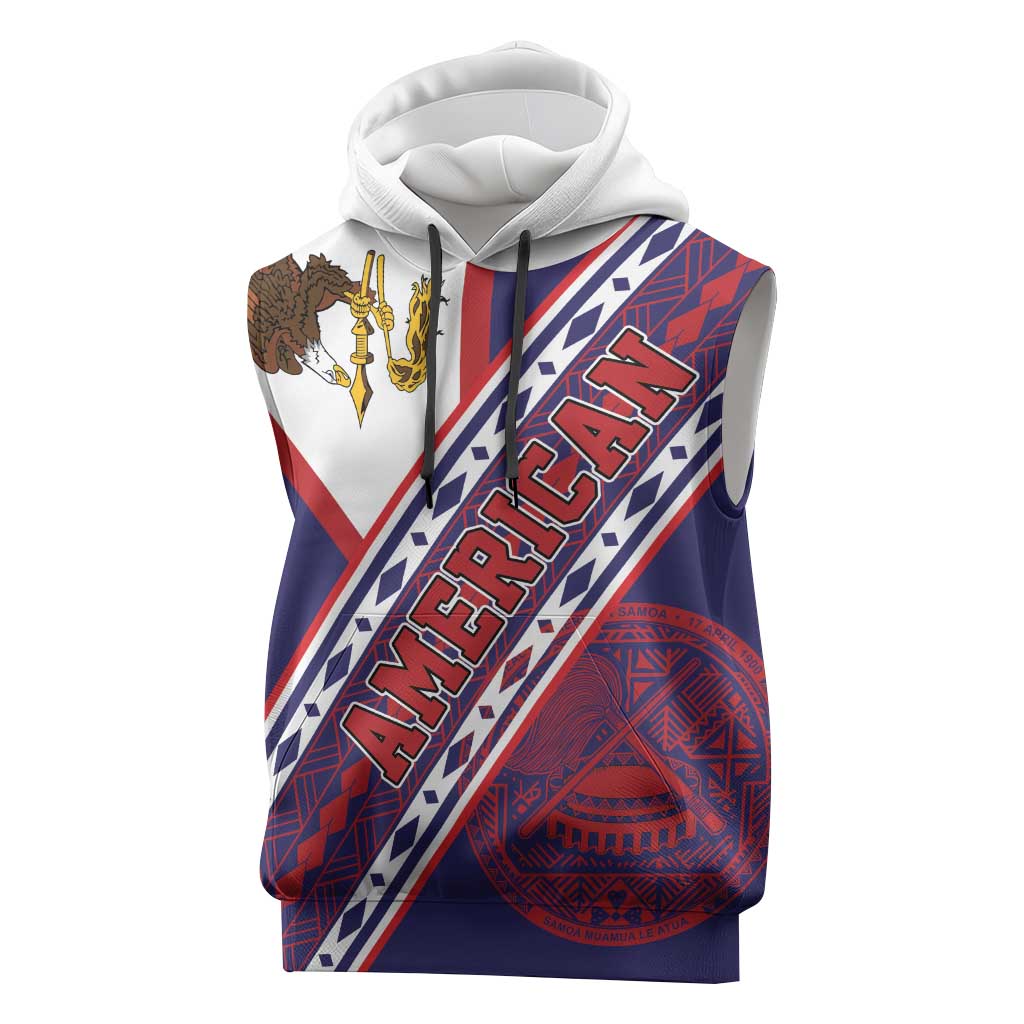 American Samoa Flag Day Sleeveless Hoodie Polynesian Tribal Tattoo Eagle Art LT19 Navy - Polynesian Pride