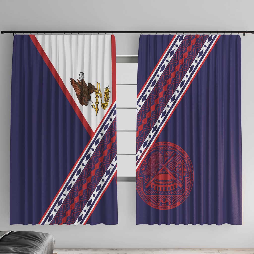 American Samoa Flag Day Window Curtain Polynesian Tribal Tattoo Eagle Art LT19 With Hooks Navy - Polynesian Pride