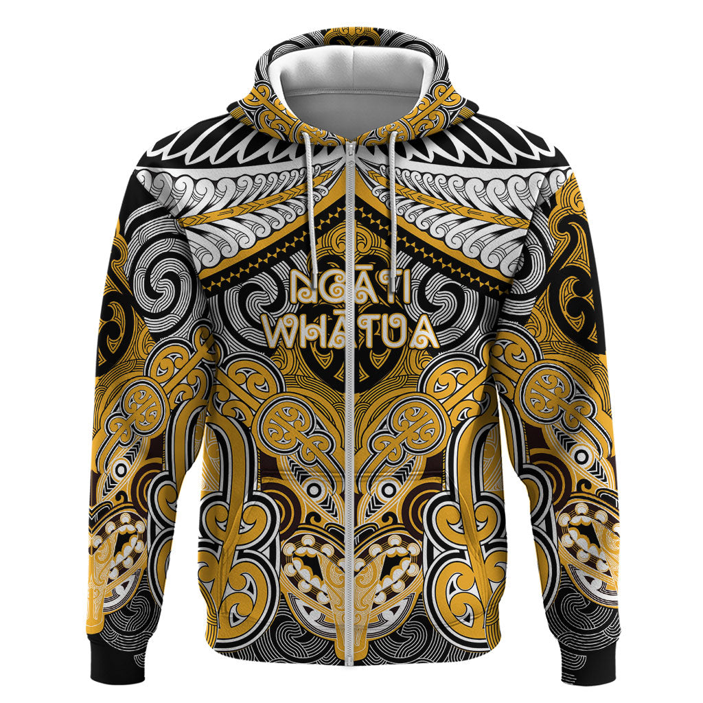 Aotearoa Iwi Ngati Whatua Personalised Hoodie Maori Kowhaiwhai Pattern LT19 Zip Hoodie Yellow - Polynesian Pride