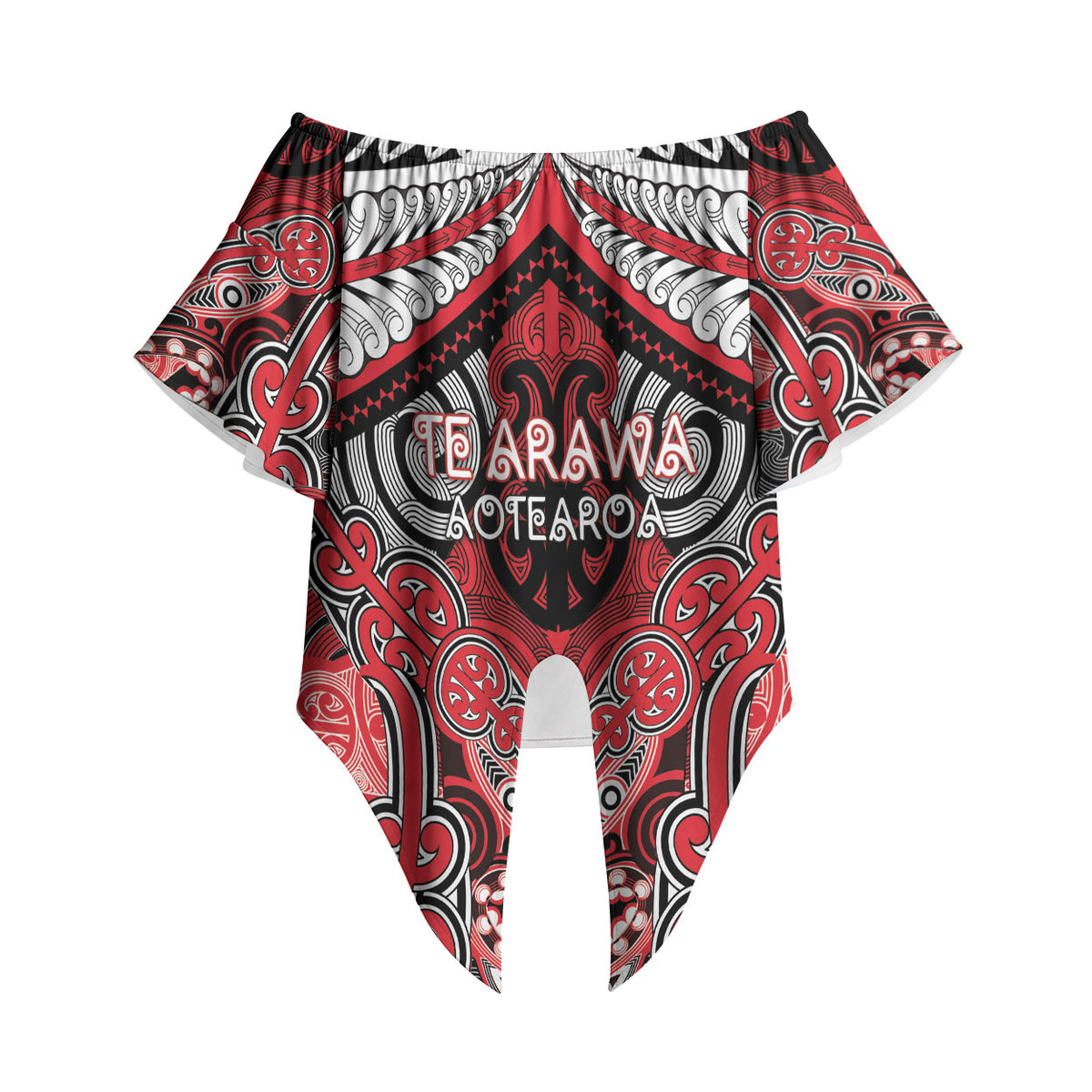 Aotearoa Iwi Te Arawa Personalised Off Shoulder Wrap Waist Top Maori Kowhaiwhai Pattern LT19 - Polynesian Pride