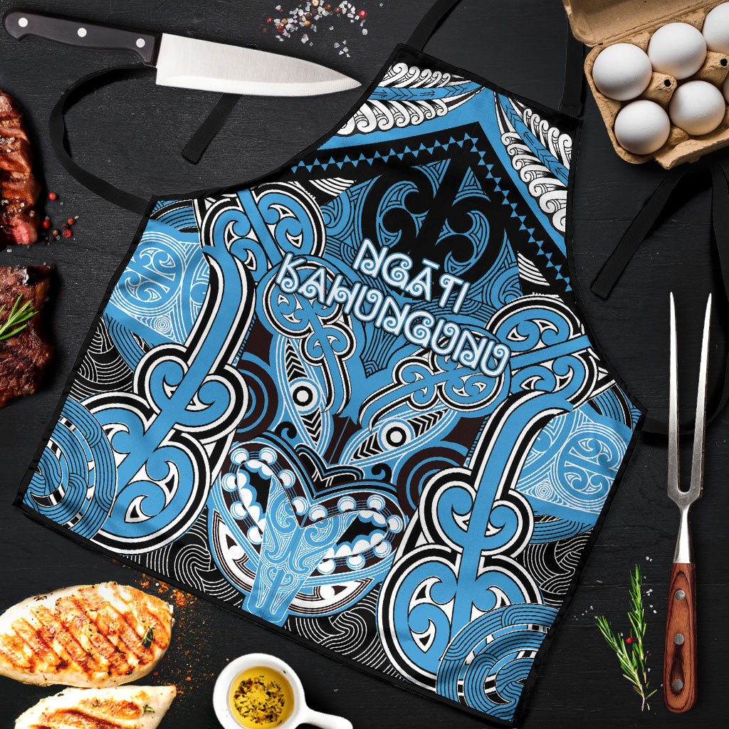 Aotearoa Iwi Ngati Kahungunu Apron Maori Kowhaiwhai Pattern LT19 Blue - Polynesian Pride