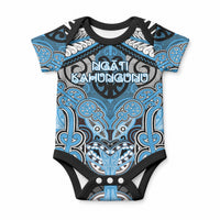 Aotearoa Iwi Ngati Kahungunu Personalised Baby Onesie Maori Kowhaiwhai Pattern LT19 Blue - Polynesian Pride