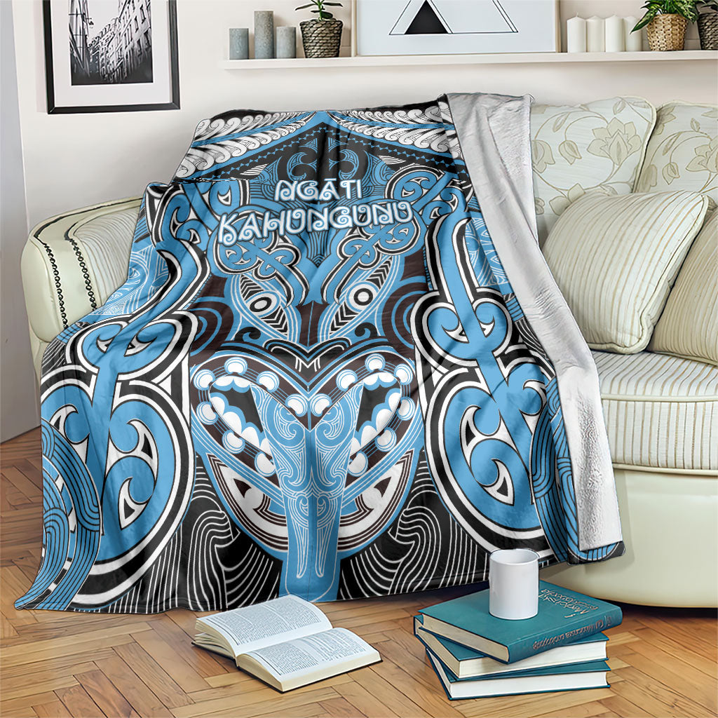 Aotearoa Iwi Ngati Kahungunu Blanket Maori Kowhaiwhai Pattern LT19 Blue - Polynesian Pride