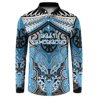 Aotearoa Iwi Ngati Kahungunu Personalised Button Sweatshirt Maori Kowhaiwhai Pattern LT19 Blue - Polynesian Pride