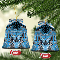 Aotearoa Iwi Ngati Kahungunu Personalised Ceramic Ornament Maori Kowhaiwhai Pattern LT19 Bell Flake Blue - Polynesian Pride