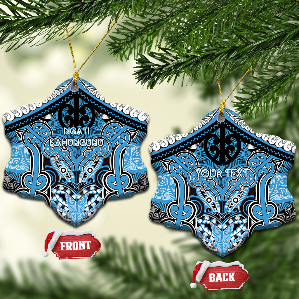 Aotearoa Iwi Ngati Kahungunu Personalised Ceramic Ornament Maori Kowhaiwhai Pattern LT19 Snow Flake Blue - Polynesian Pride