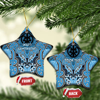 Aotearoa Iwi Ngati Kahungunu Personalised Ceramic Ornament Maori Kowhaiwhai Pattern LT19 Star Blue - Polynesian Pride