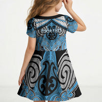 Aotearoa Iwi Ngati Kahungunu Personalised Kid Short Sleeve Dress Maori Kowhaiwhai Pattern LT19 - Polynesian Pride