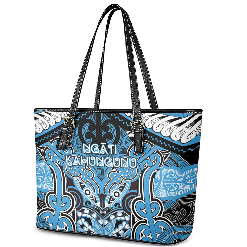 Aotearoa Iwi Ngati Kahungunu Leather Tote Bag Maori Kowhaiwhai Pattern LT19 - Polynesian Pride