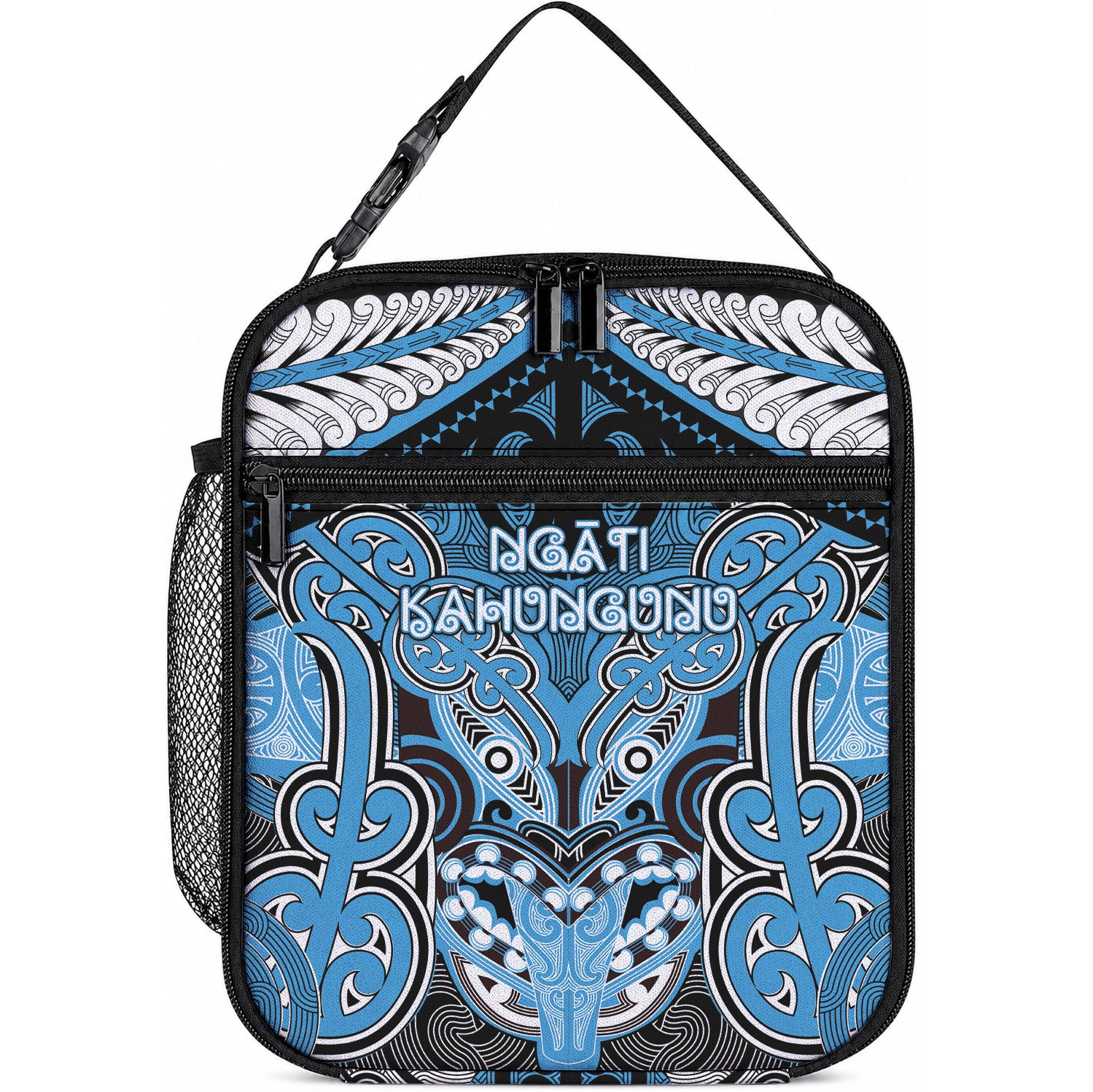 Aotearoa Iwi Ngati Kahungunu Lunch Bag Maori Kowhaiwhai Pattern LT19 10.2 × 8.3 × 4.3 inch Blue - Polynesian Pride