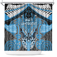 Aotearoa Iwi Ngati Kahungunu Shower Curtain Maori Kowhaiwhai Pattern LT19 Blue - Polynesian Pride
