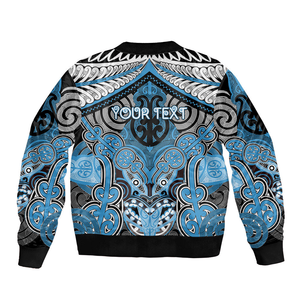 Aotearoa Iwi Ngati Kahungunu Personalised Sleeve Zip Bomber Jacket Maori Kowhaiwhai Pattern LT19 - Polynesian Pride