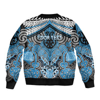Aotearoa Iwi Ngati Kahungunu Personalised Sleeve Zip Bomber Jacket Maori Kowhaiwhai Pattern LT19 - Polynesian Pride