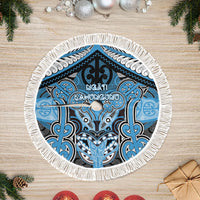 Aotearoa Iwi Ngati Kahungunu Tree Skirt Maori Kowhaiwhai Pattern LT19 Fringed Blue - Polynesian Pride