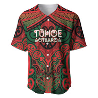 Aotearoa Iwi Tuhoe Personalised Baseball Jersey Maori Kowhaiwhai Pattern LT19 Red - Polynesian Pride