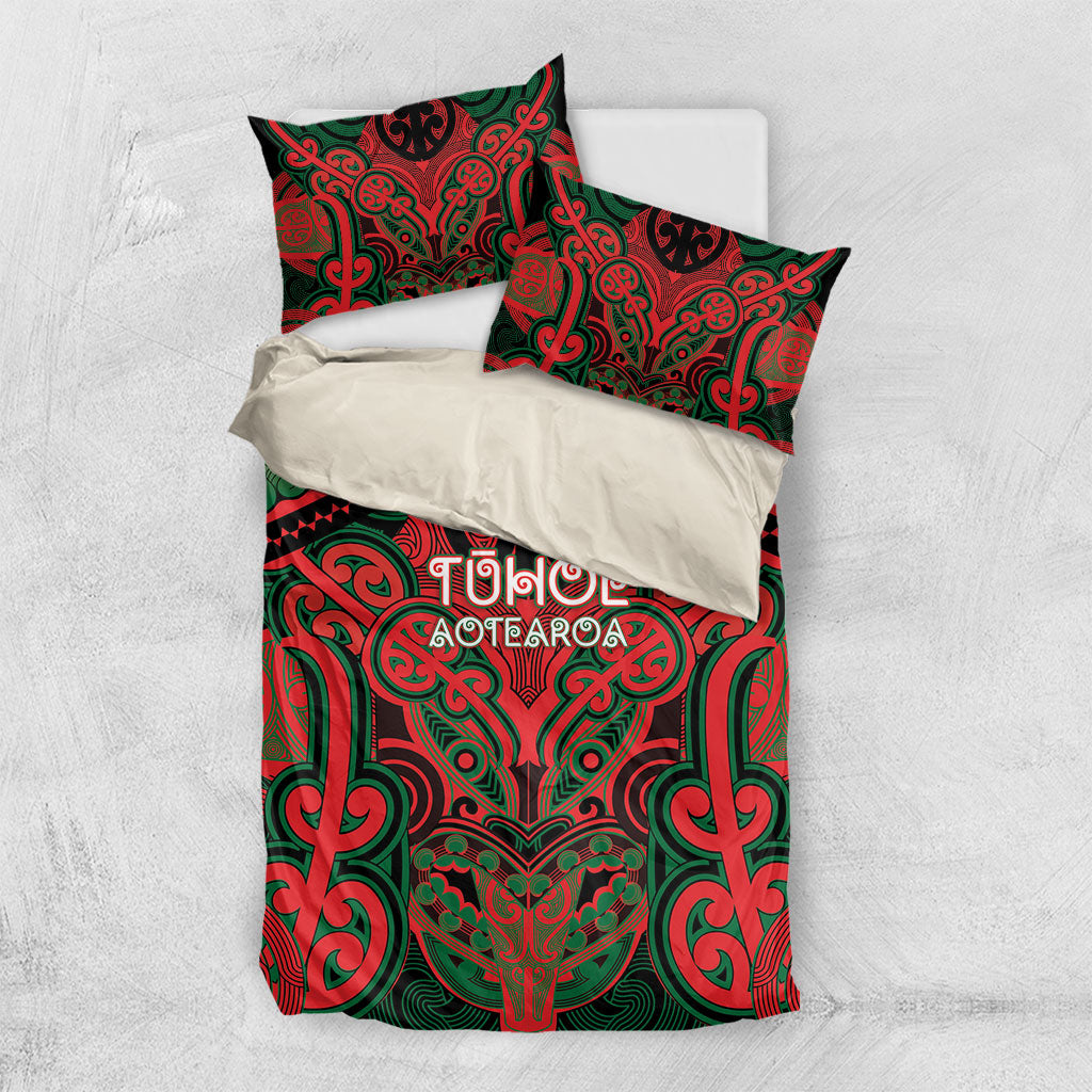 Aotearoa Iwi Tuhoe Bedding Set Maori Kowhaiwhai Pattern LT19 US Twin 172cm x 218cm Red - Polynesian Pride