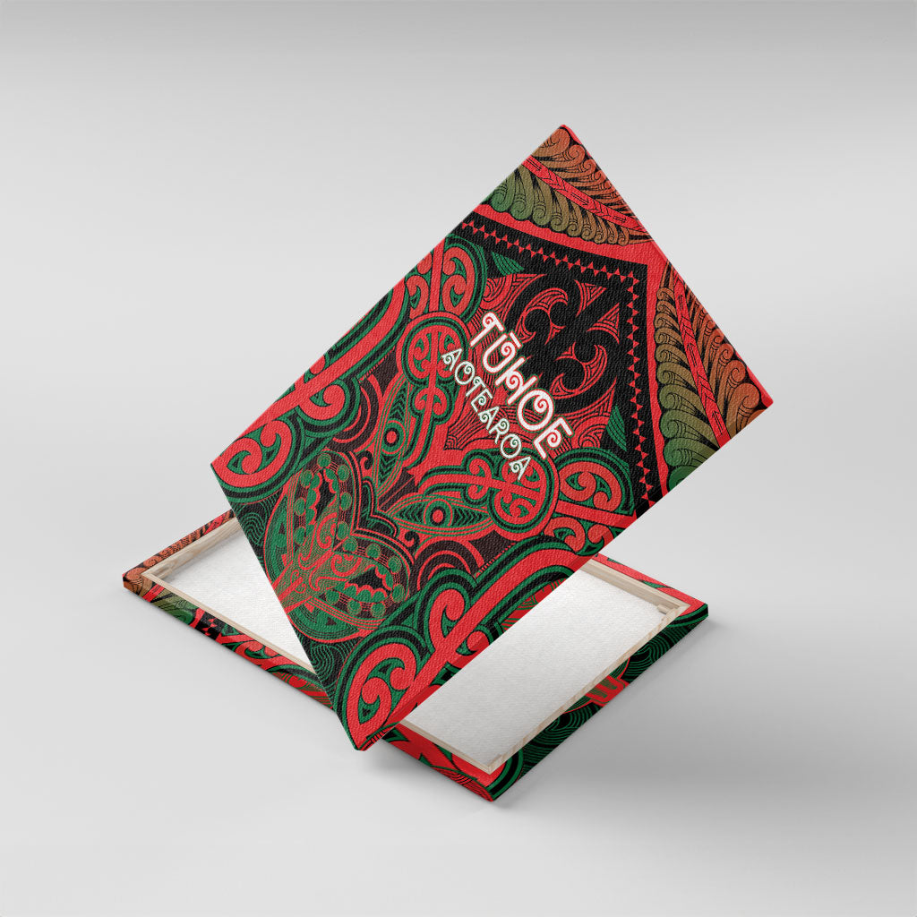 Aotearoa Iwi Tuhoe Canvas Wall Art Maori Kowhaiwhai Pattern LT19 With Frame Red - Polynesian Pride