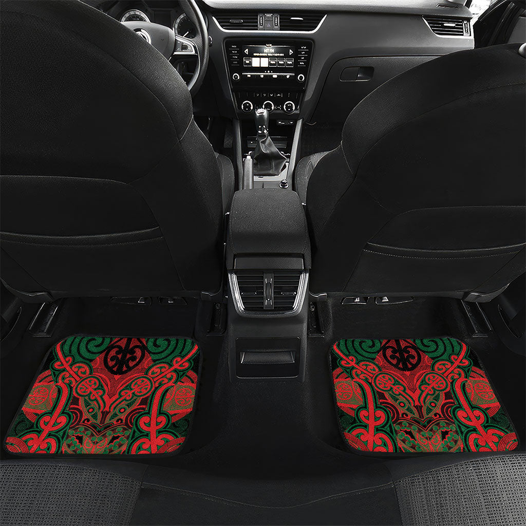 Aotearoa Iwi Tuhoe Personalised Car Mats Maori Kowhaiwhai Pattern LT19 Set 2pcs - Back Red - Polynesian Pride