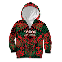 Aotearoa Iwi Tuhoe Personalised Kid Hoodie Maori Kowhaiwhai Pattern LT19 Zip Hoodie Red - Polynesian Pride