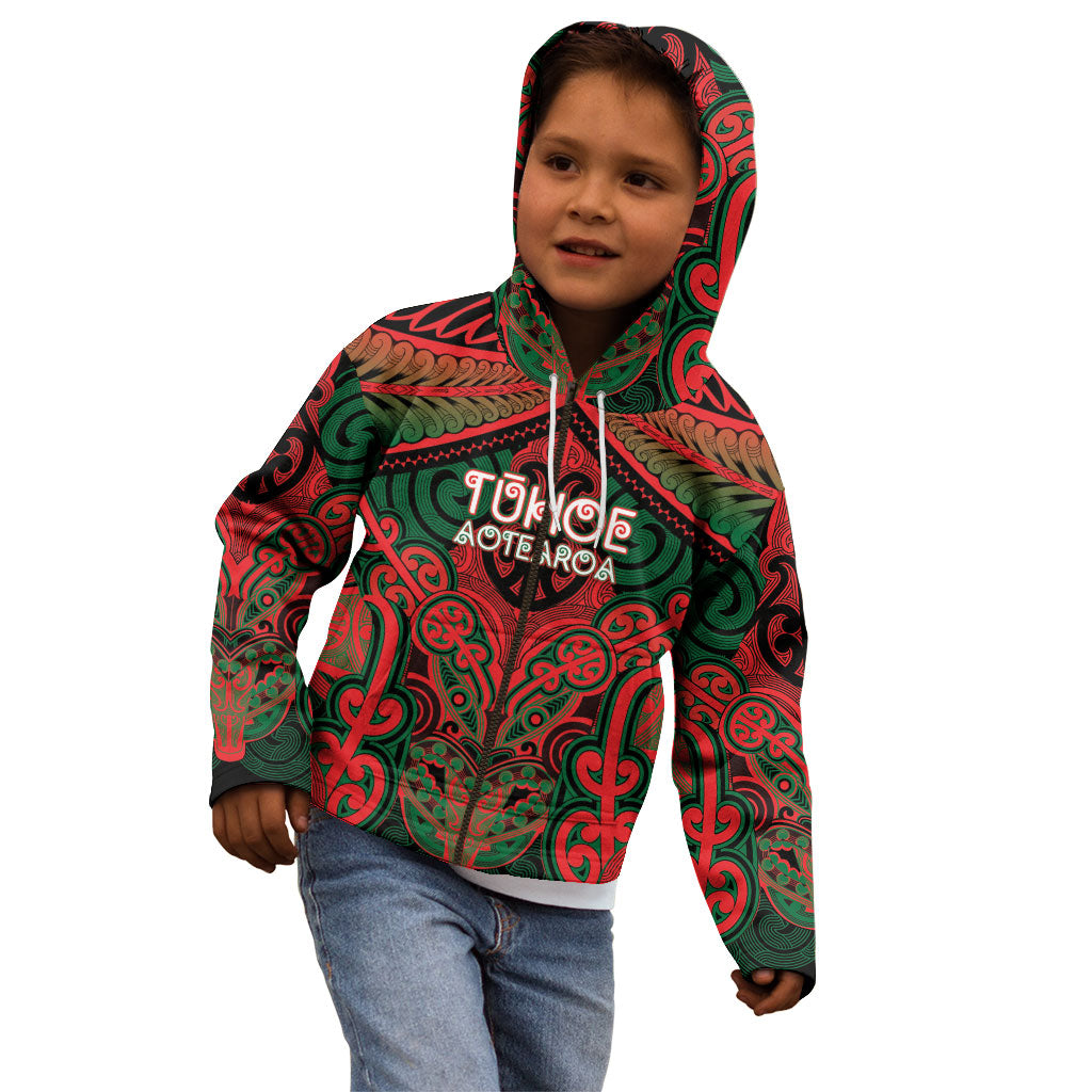 Aotearoa Iwi Tuhoe Personalised Kid Hoodie Maori Kowhaiwhai Pattern LT19 - Polynesian Pride